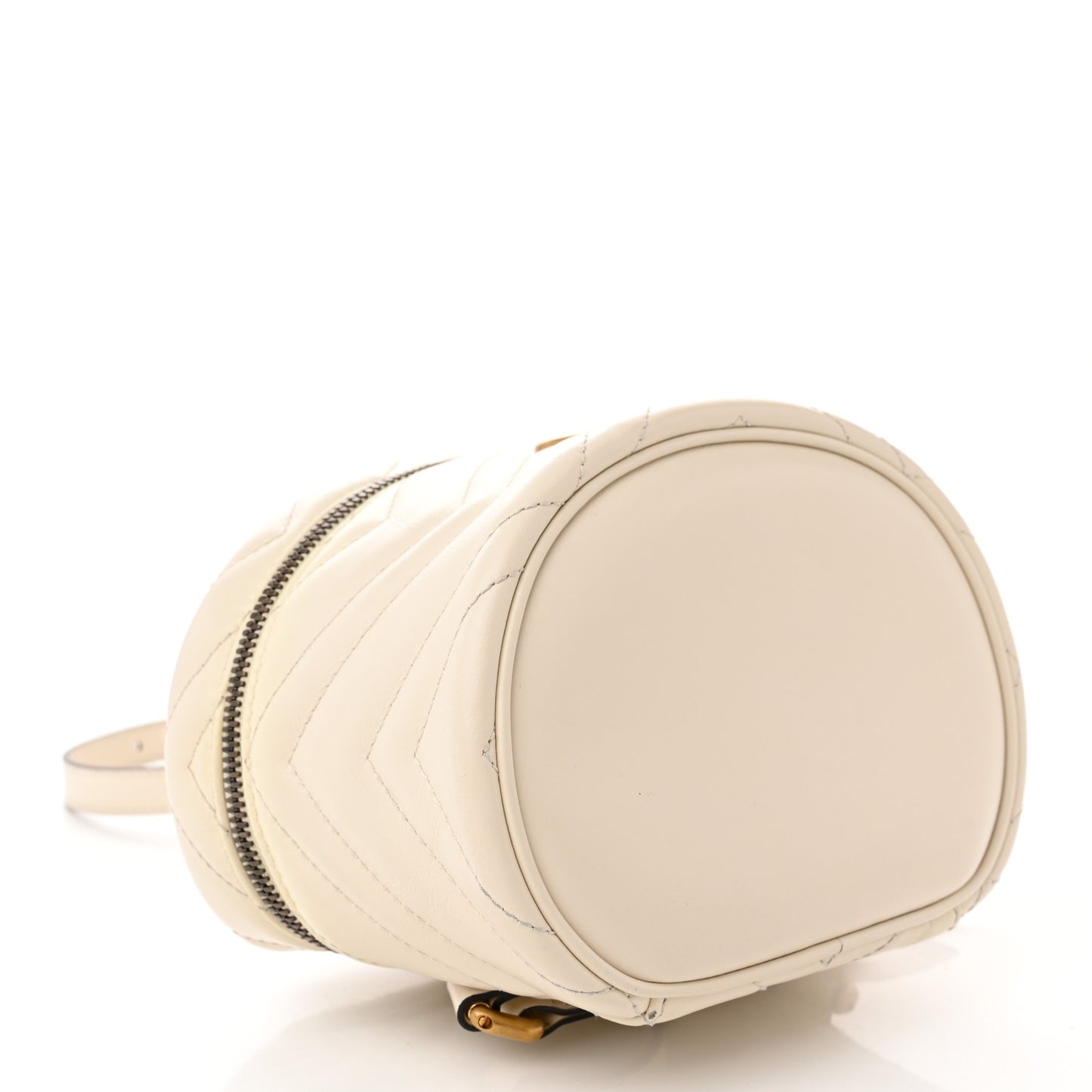 Calfskin Matelasse Mini GG Marmont Round Backpack White