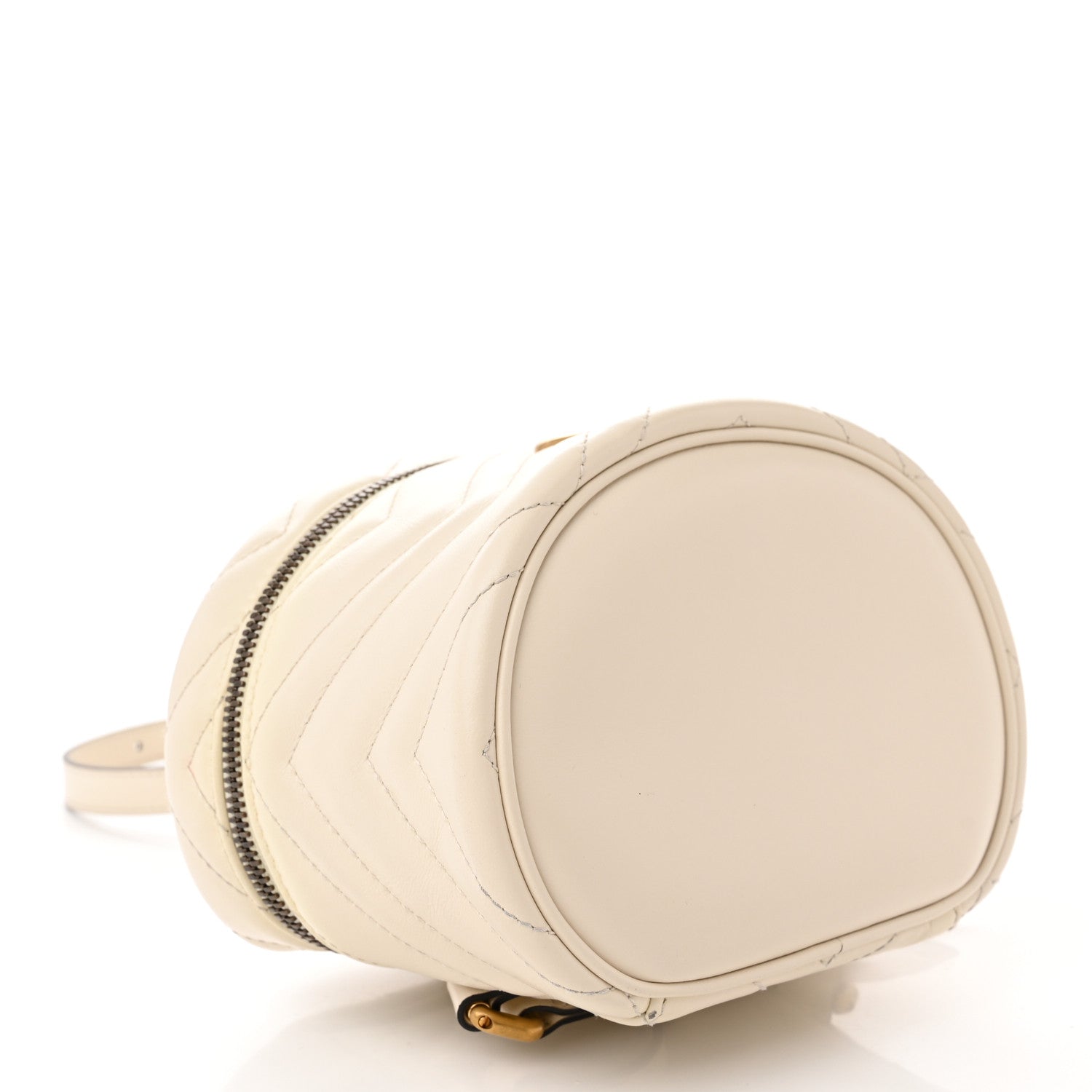 Gucci Calfskin Matelasse Mini GG Marmont Round Backpack White 4 of 13