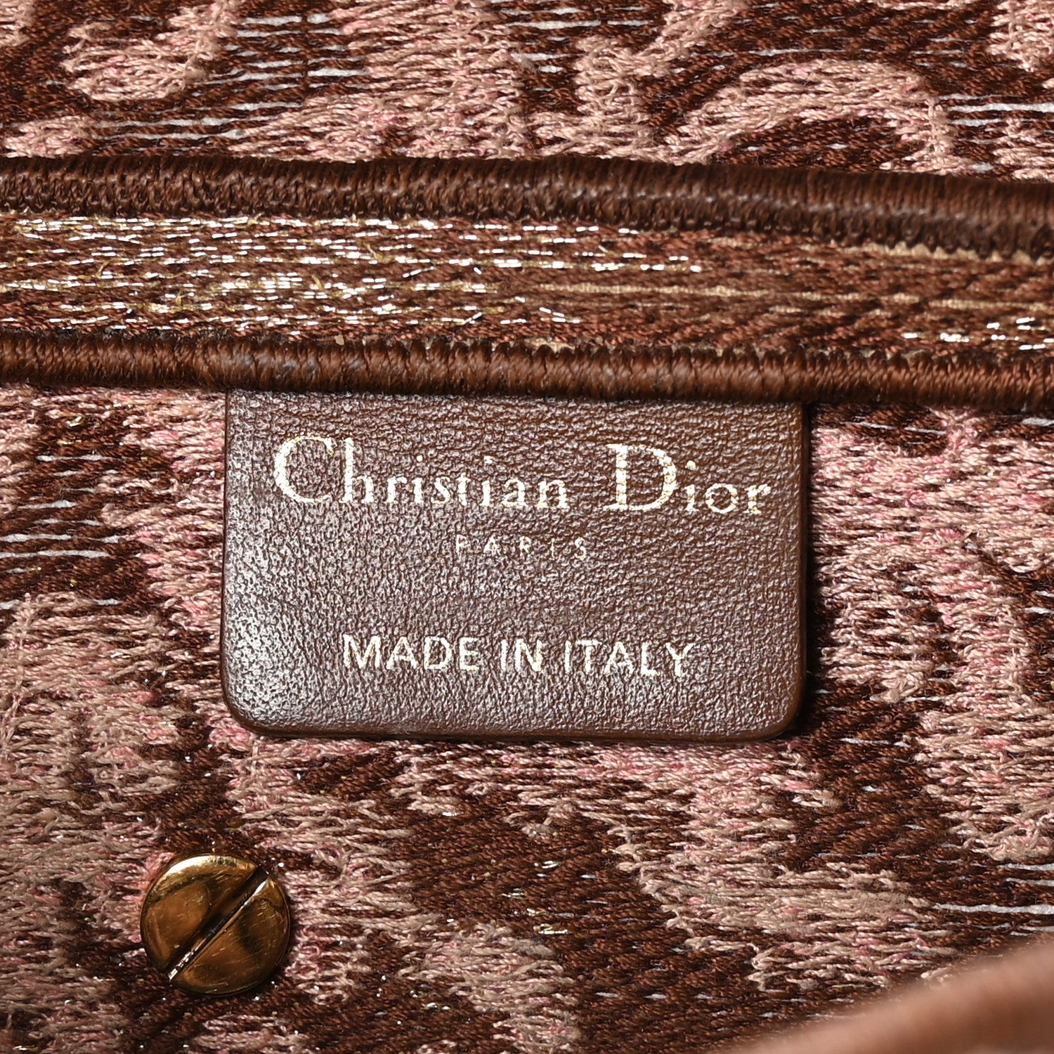 Christian Dior Canvas Embroidered Brocart Saddle Bag Metallic Pink 6 of 10