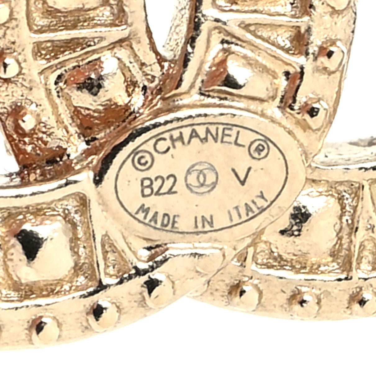 Chanel Crystal Timeless CC Earrings Light Gold 4 of 4