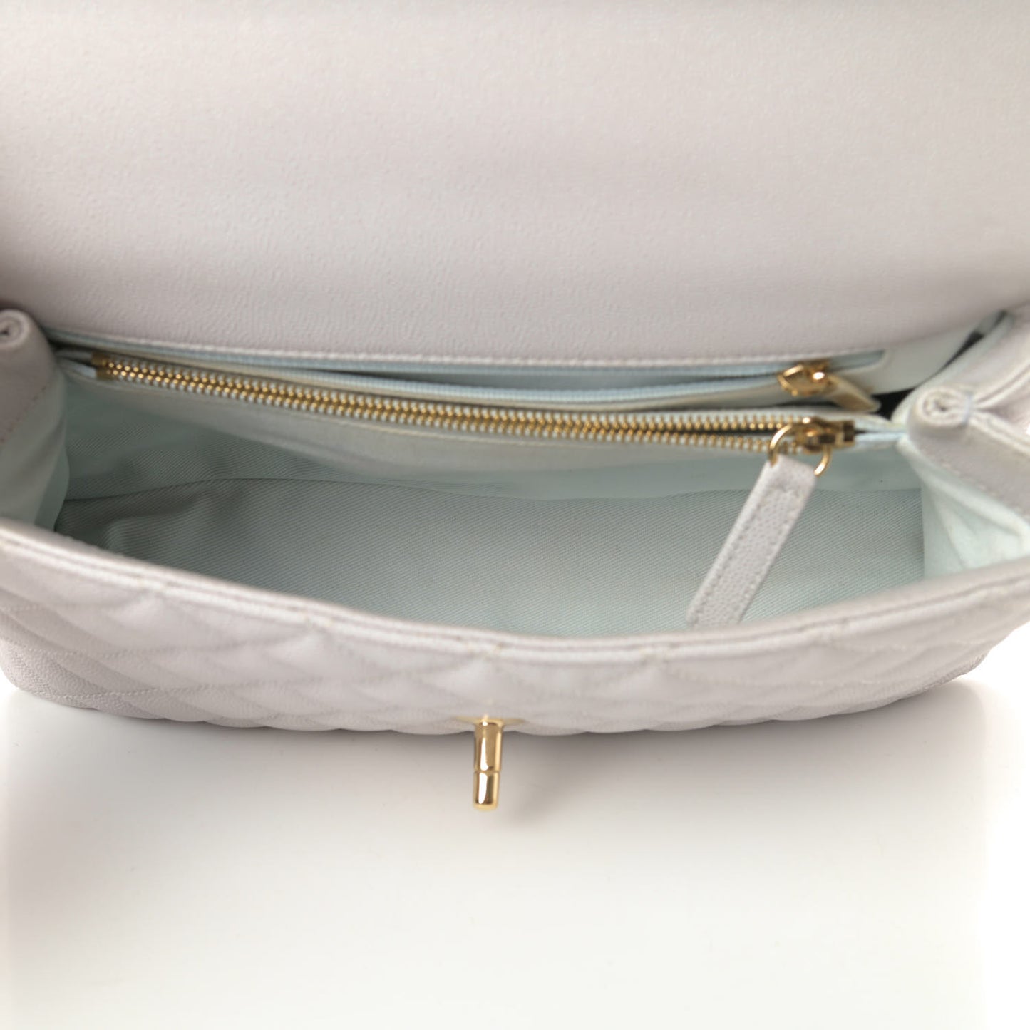 Caviar Quilted Small Coco Handle Flap Light Grey