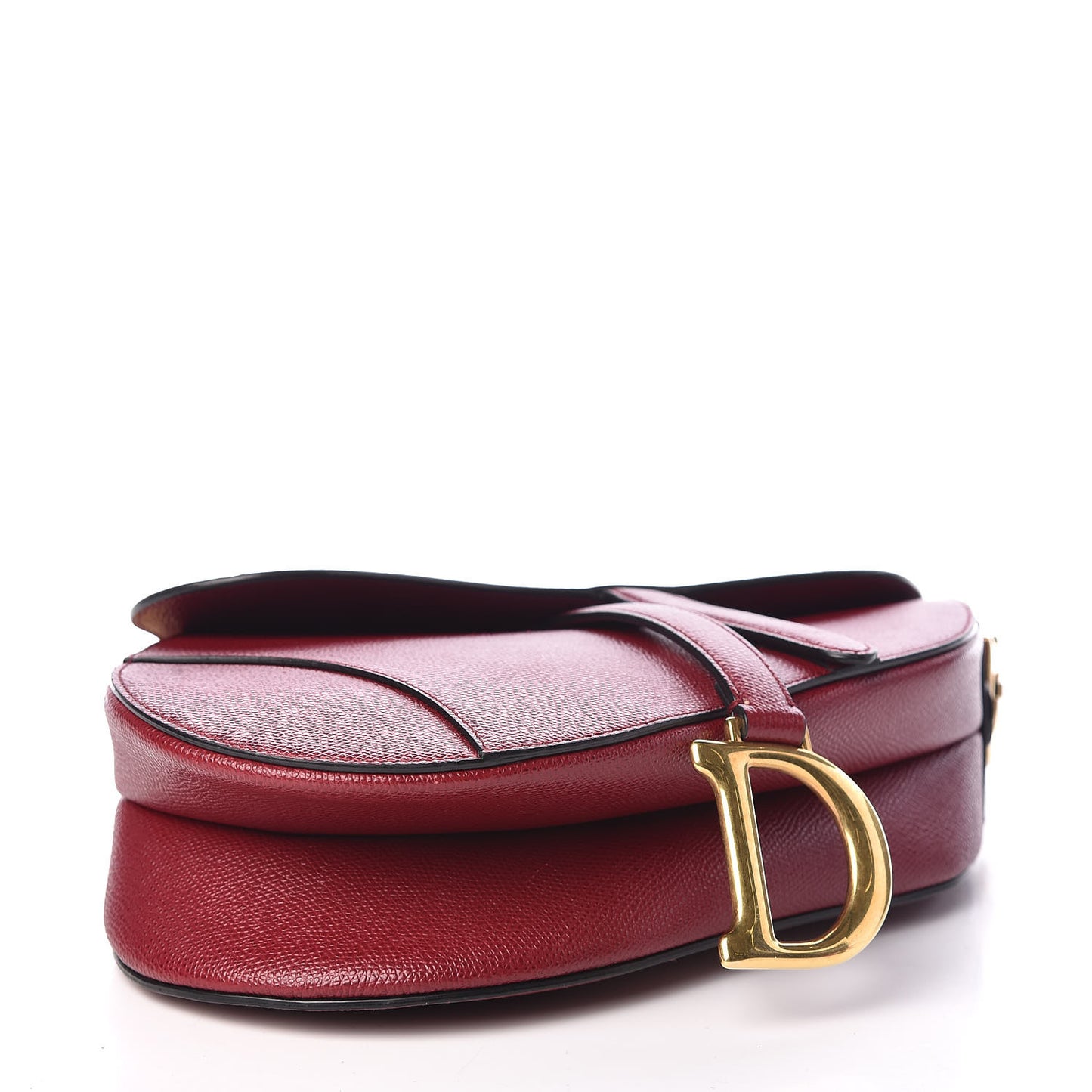 Grained Calfskin Saddle Bag Burgundy