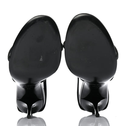 Saint Laurent Sheepskin Cassandra Bamboo Logo 110 Ankle Strap Sandals 38 Black 5 of 8