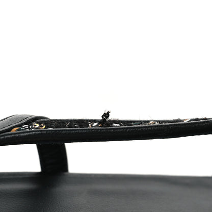 Chanel Tweed Sequins Cap Toe CC Slingback Flats 38.5 Black White Gold 9 of 10