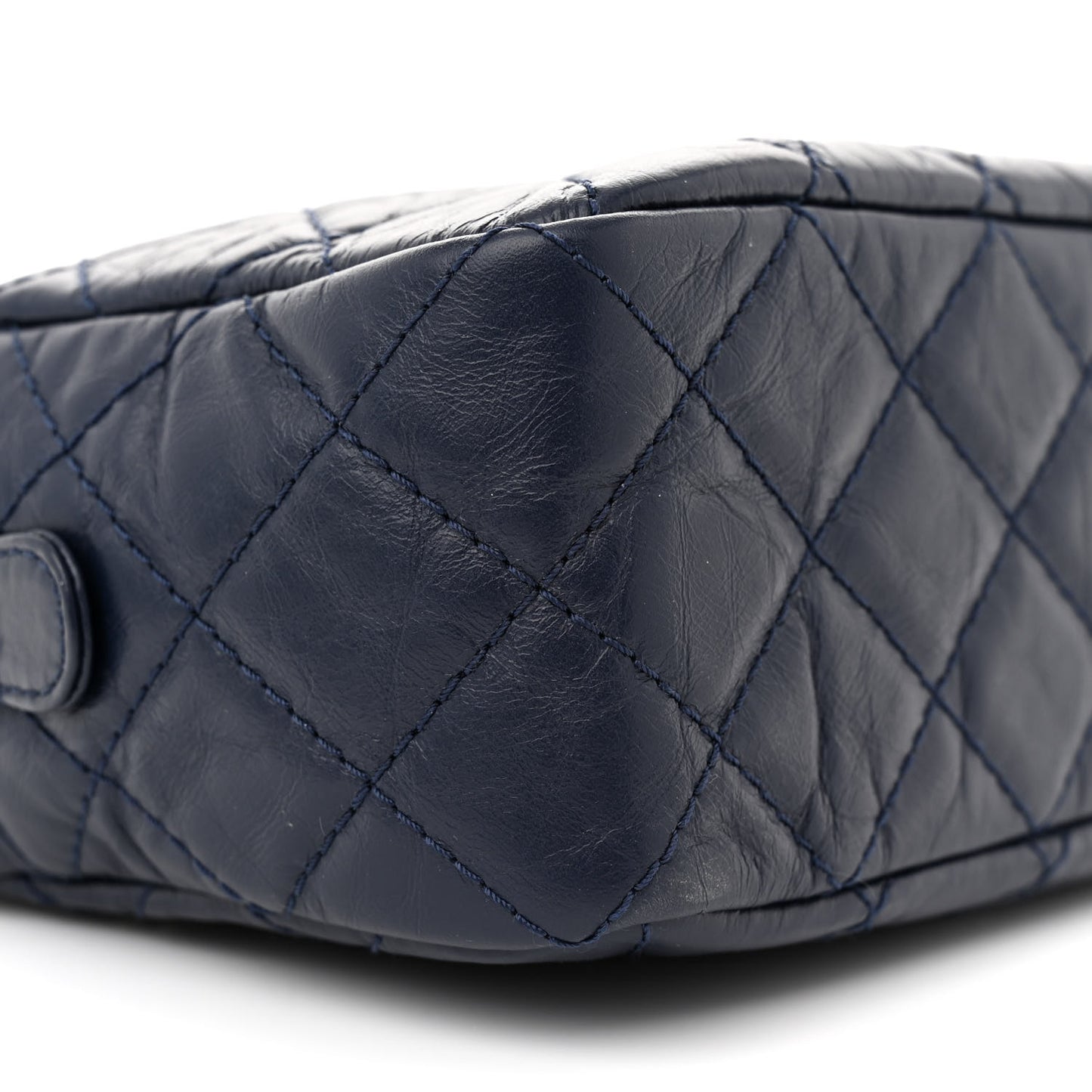 Aged Calfskin Quilted Medium Reissue Camera Case Navy