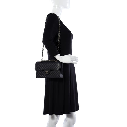 Chanel Caviar Chevron Quilted Small Double Flap Black 2 of 9