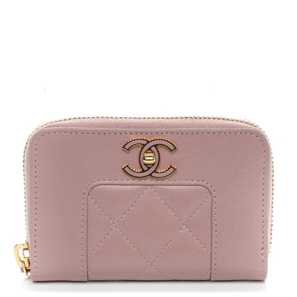 Chanel Sheepskin Quilted Mademoiselle Vintage Zip Coin Purse Light Pink 1 of 7