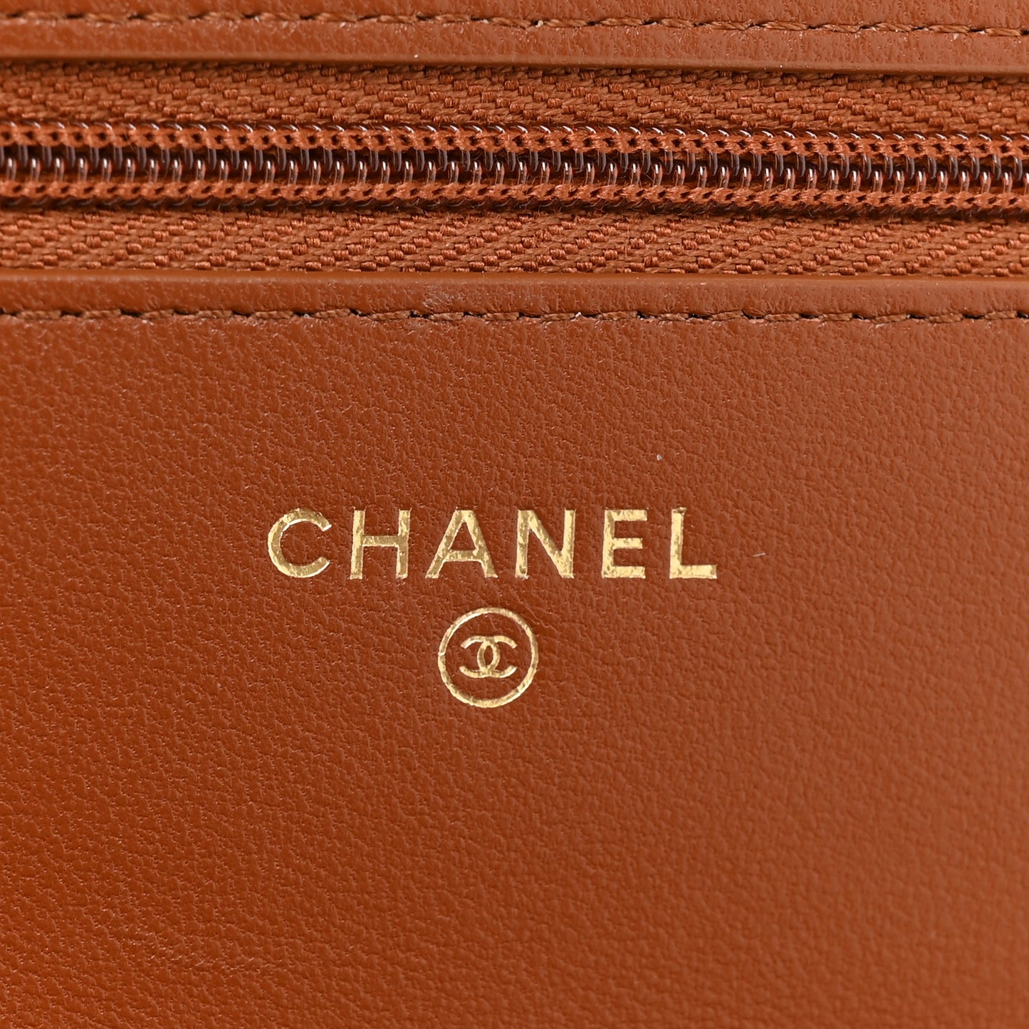 Lambskin Quilted Studded CC Wallet On Chain WOC Light Brown