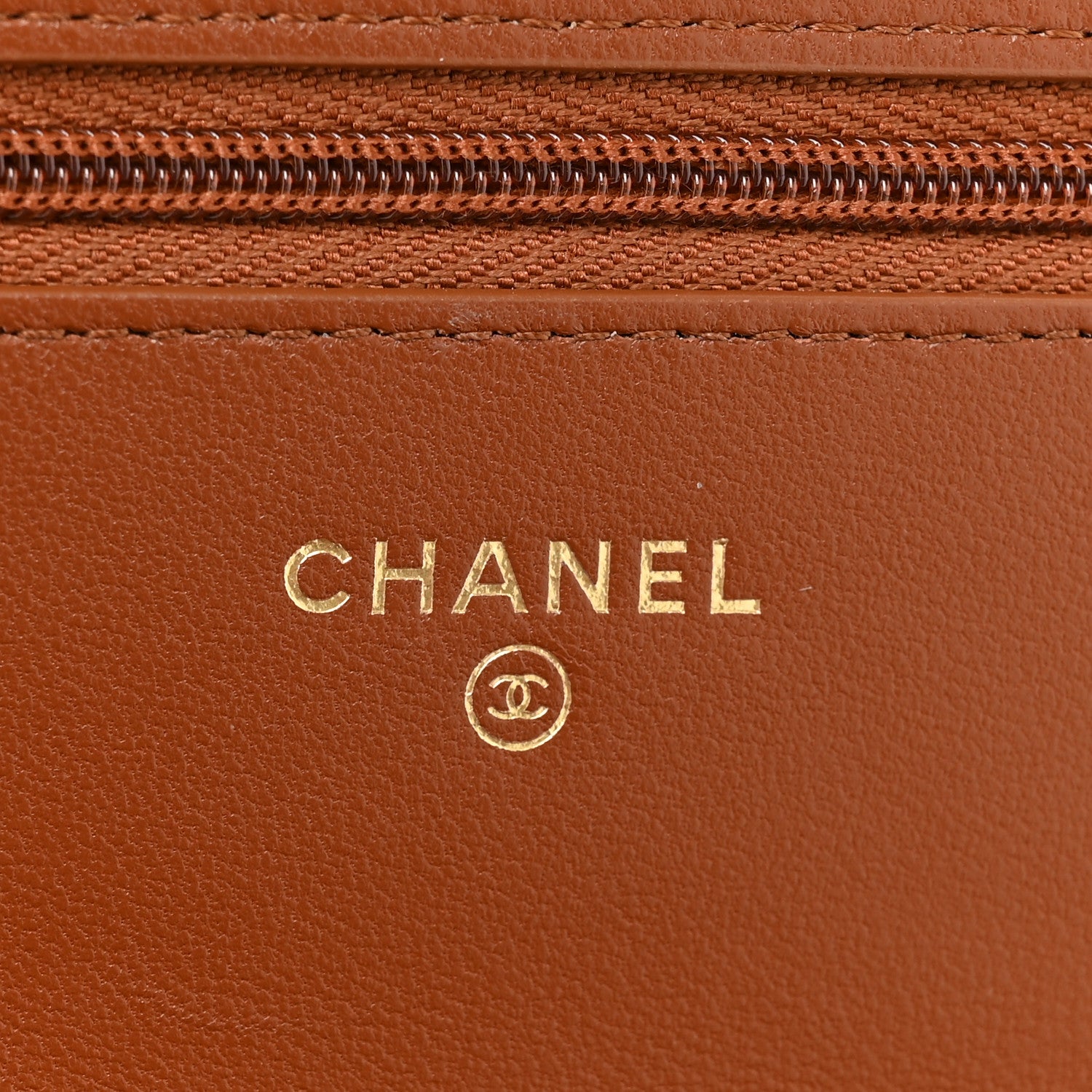 Chanel Lambskin Quilted Studded CC Wallet On Chain WOC Light Brown 7 of 12