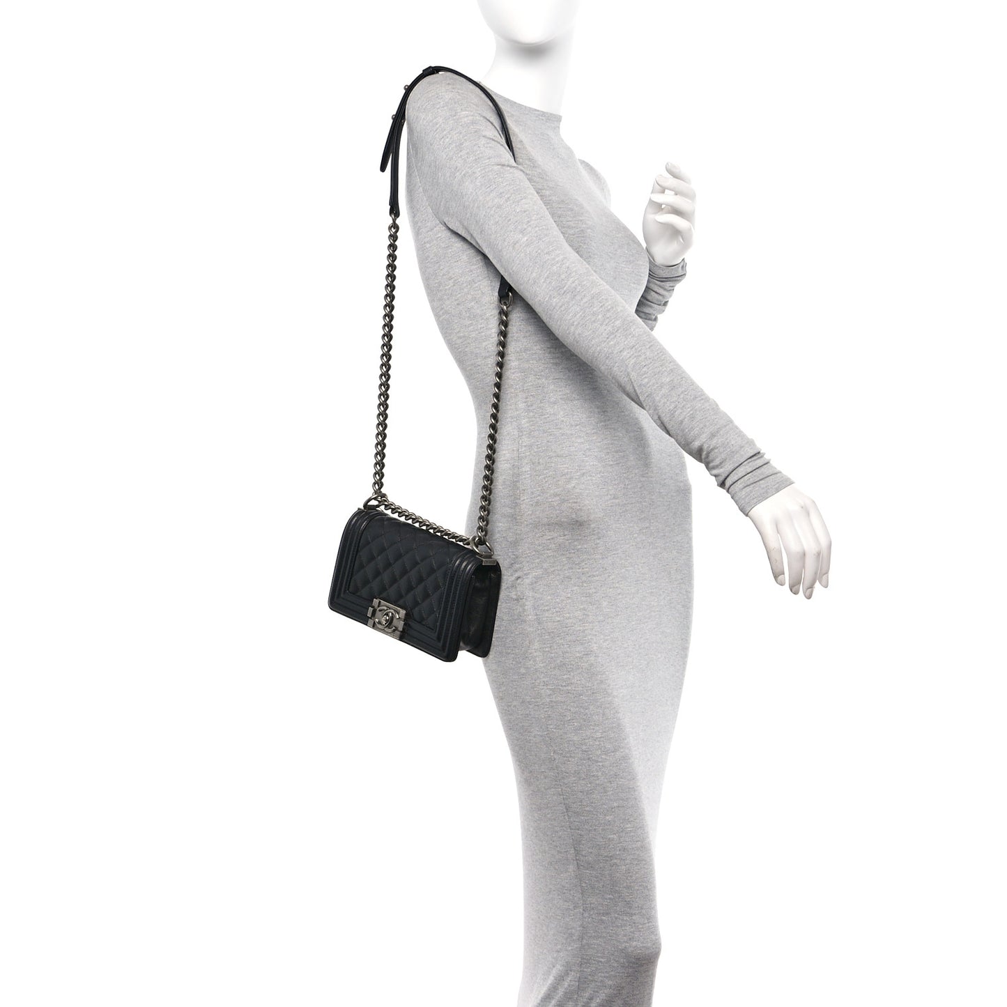 Caviar Quilted Small Boy Flap Black