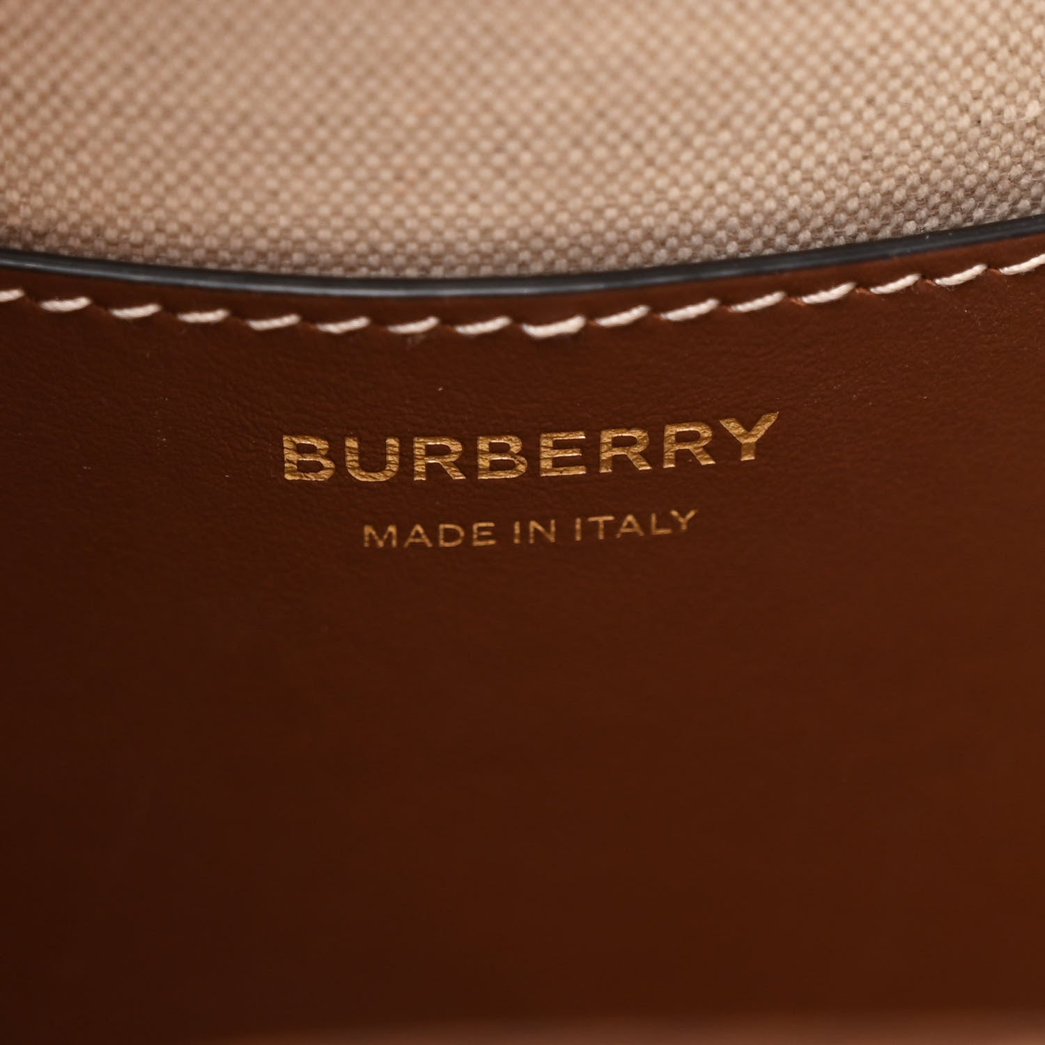 Burberry Knitted Check Calfskin TB Small Drawstring Bucket Bag Dark Birch Brown 6 of 12