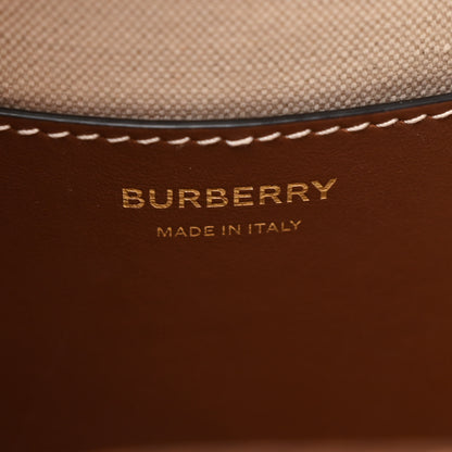 Burberry Knitted Check Calfskin TB Small Drawstring Bucket Bag Dark Birch Brown 6 of 12