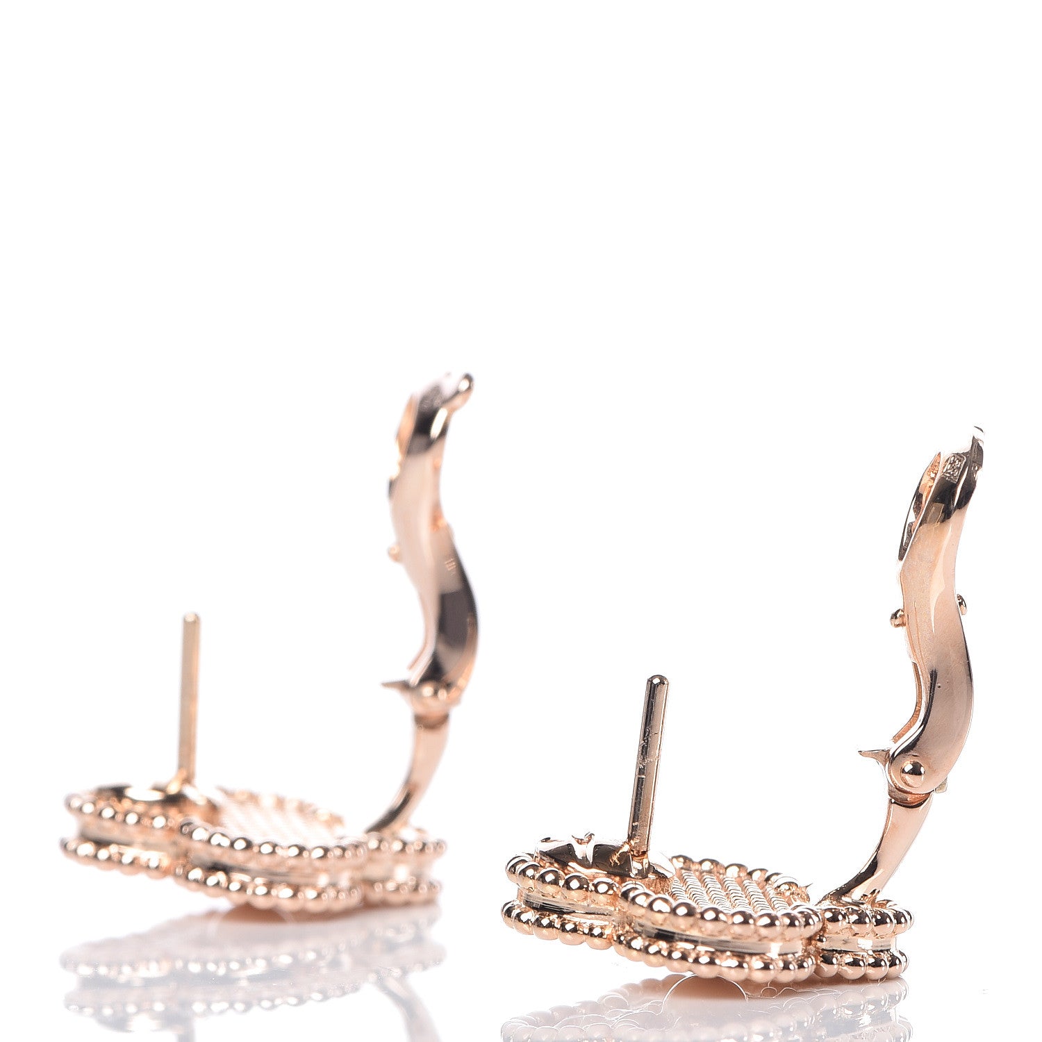 Van Cleef & Arpels 18K Rose Gold Vintage Alhambra Earrings 3 of 5