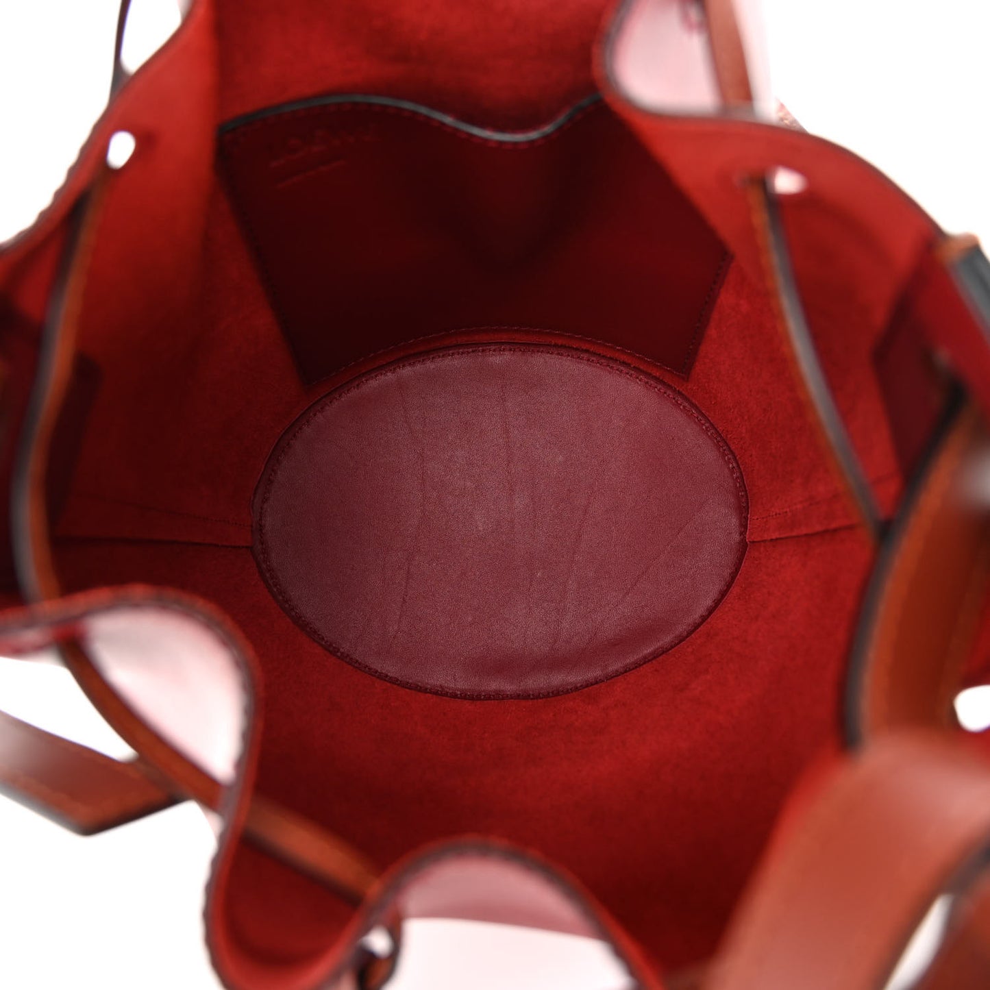 Calfskin Medium Balloon Bucket Bag Burgundy Tan
