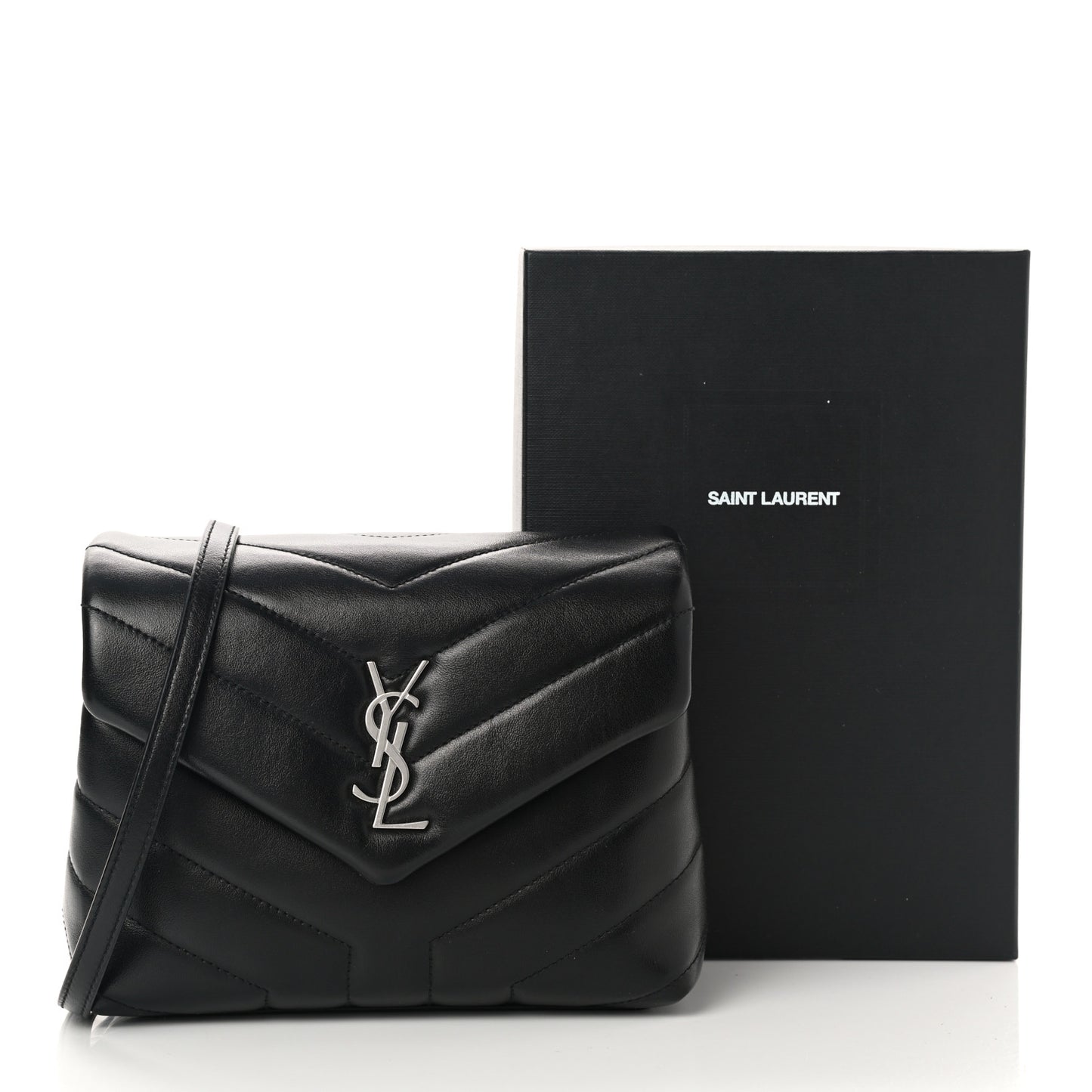 Calfskin Y Quilted Monogram Toy Loulou Crossbody Bag Black