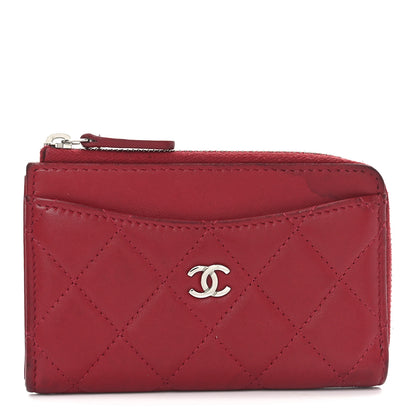 Chanel Lambskin Quilted CC Zip Around Card Holder Red 1 of 10