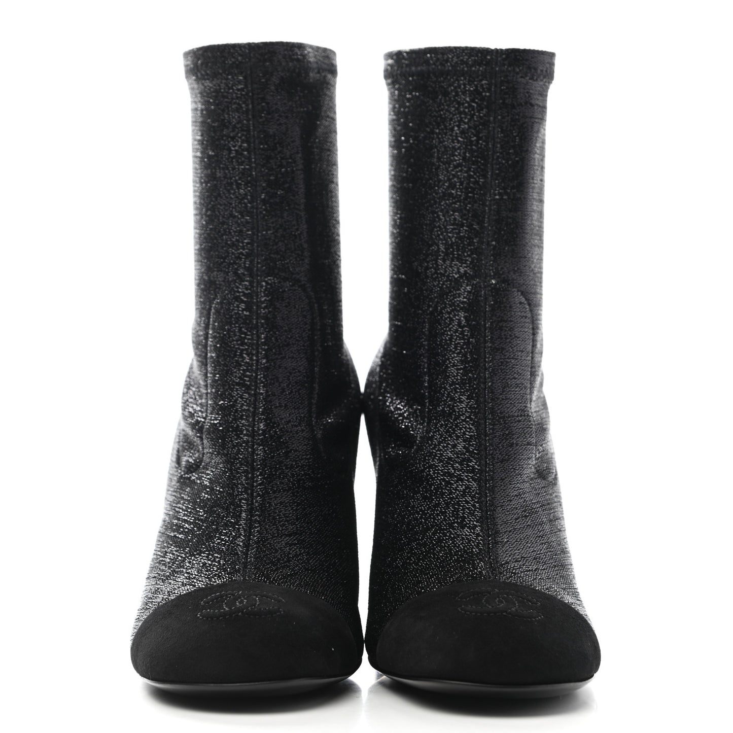 Fabric Suede Kidskin CC Cap Toe Short Boots 38.5 Black