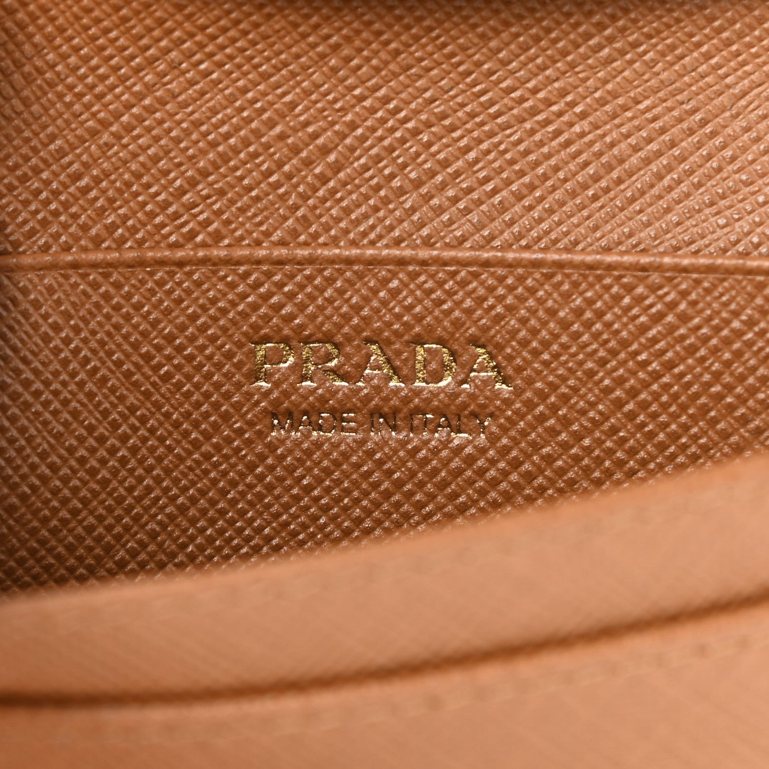 Prada Saffiano Metal Bi-Fold Card Holder Wallet Caramel 6 of 7
