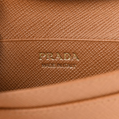 Prada Saffiano Metal Bi-Fold Card Holder Wallet Caramel 6 of 7