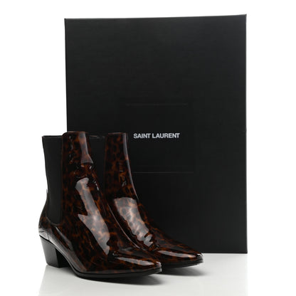 Saint Laurent Patent Tartaruga Chelsea Boots 37 Manto Naturale 10 of 10