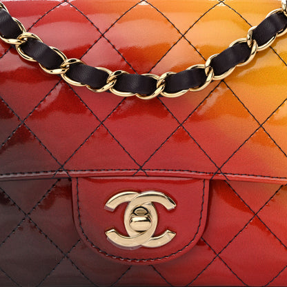 Chanel Shaded Patent Calfskin Quilted Mini Rectangular Flap Red Yellow Dark Purple 8 of 11