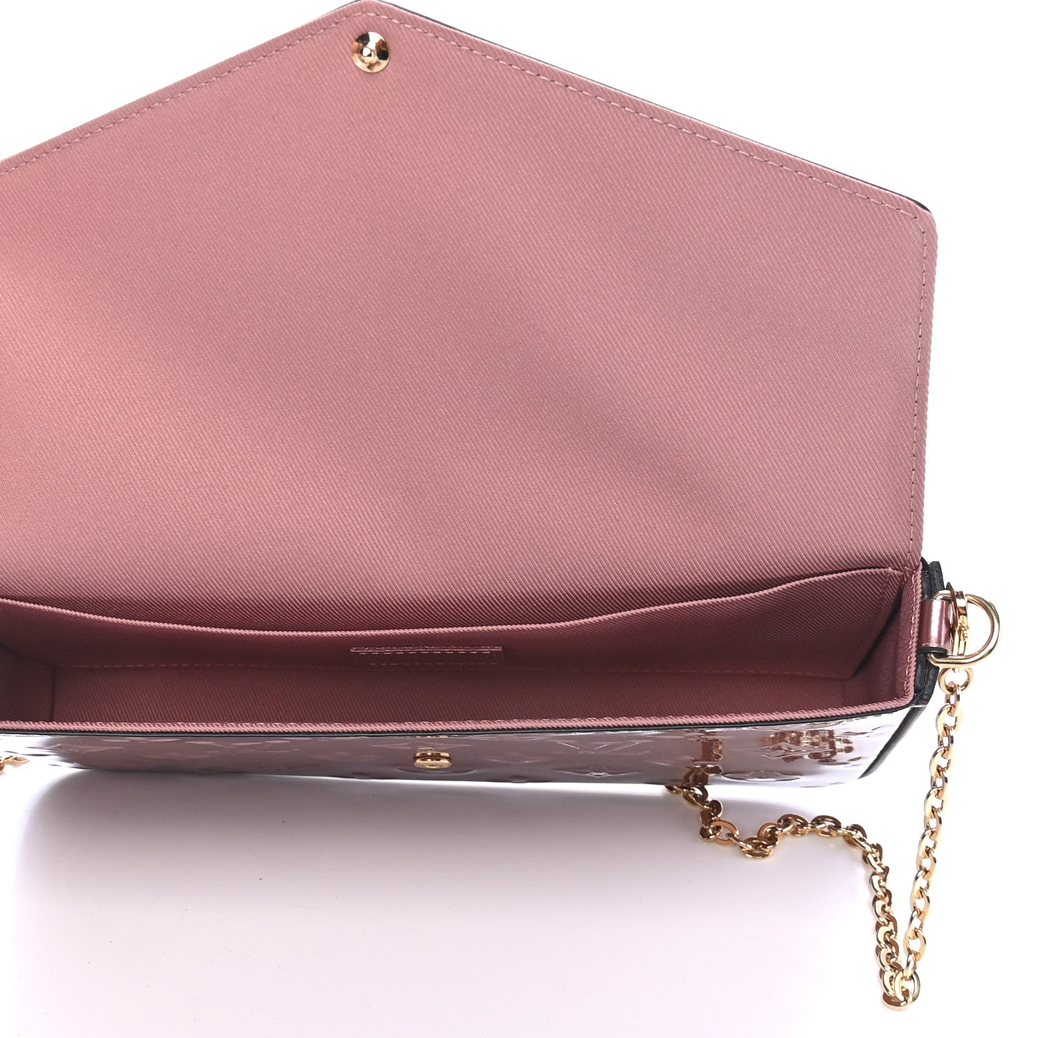 Louis Vuitton Vernis Pochette Felicie Chain Wallet Metallic Pale Pink 5 of 9