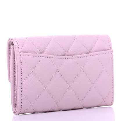 Chanel Caviar Quilted Flap Card Holder Wallet Light Pink 3 of 9