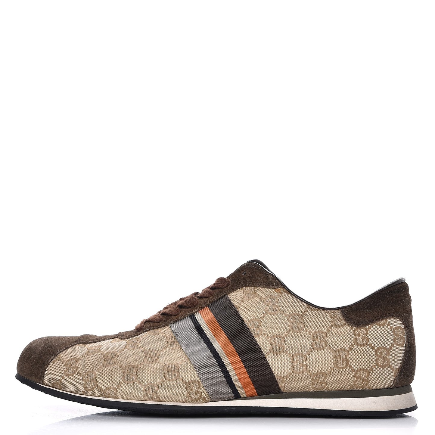 GG Monogram Suede Web Mens Sneakers 10 Brown