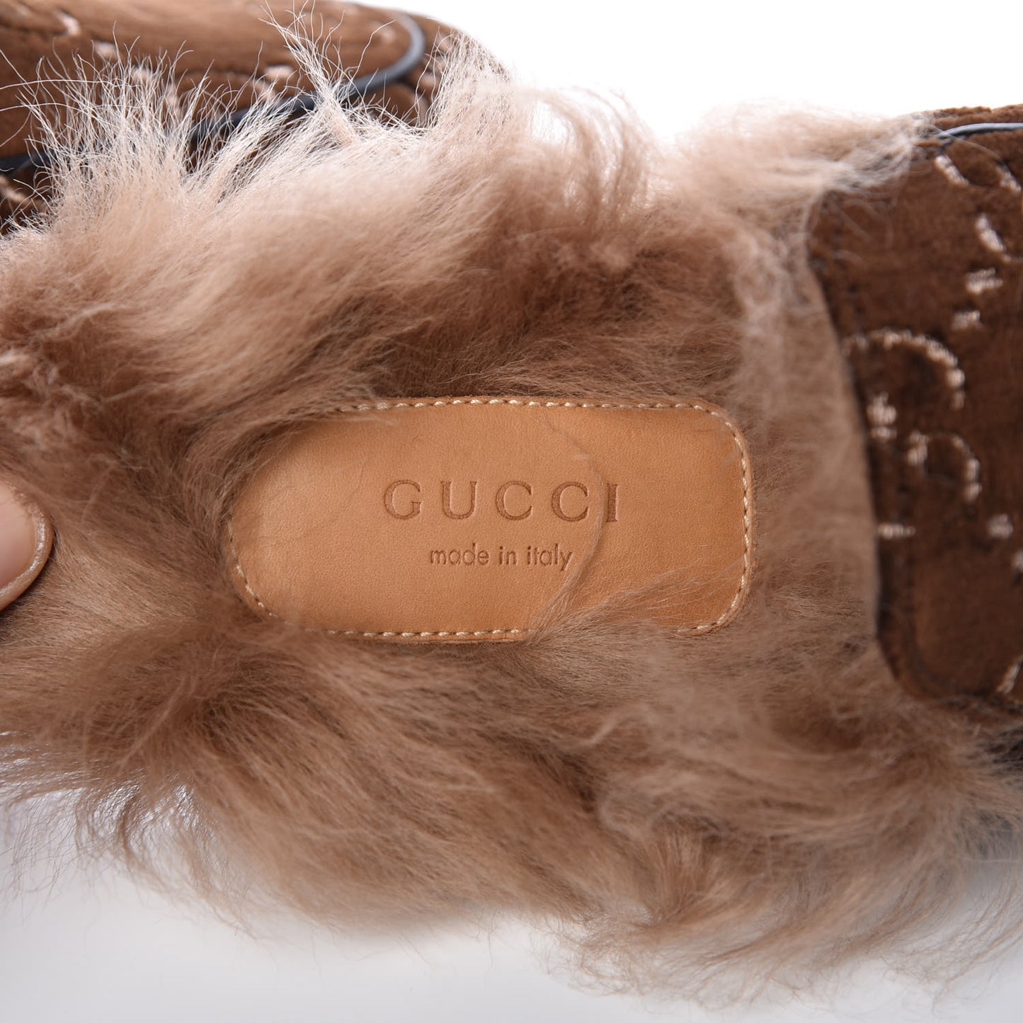 Velvet GG Monogram Fur Womens Princetown Slippers 35 Brown Black Natural