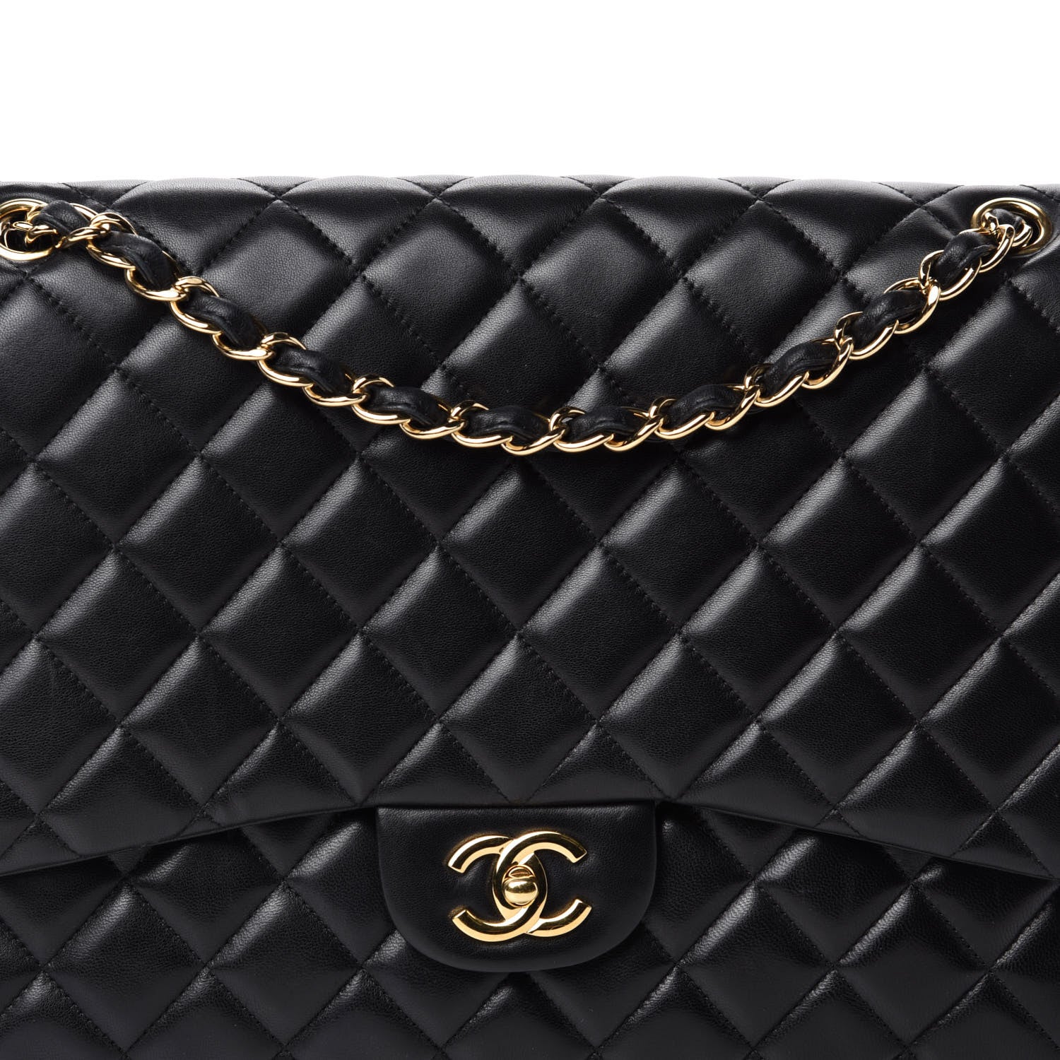 Chanel Lambskin Quilted Maxi Single Flap Black 12 of 13