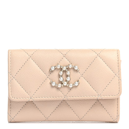 Chanel Caviar Pearl Quilted Coco Candy Flap Card Holder Beige 1 of 9