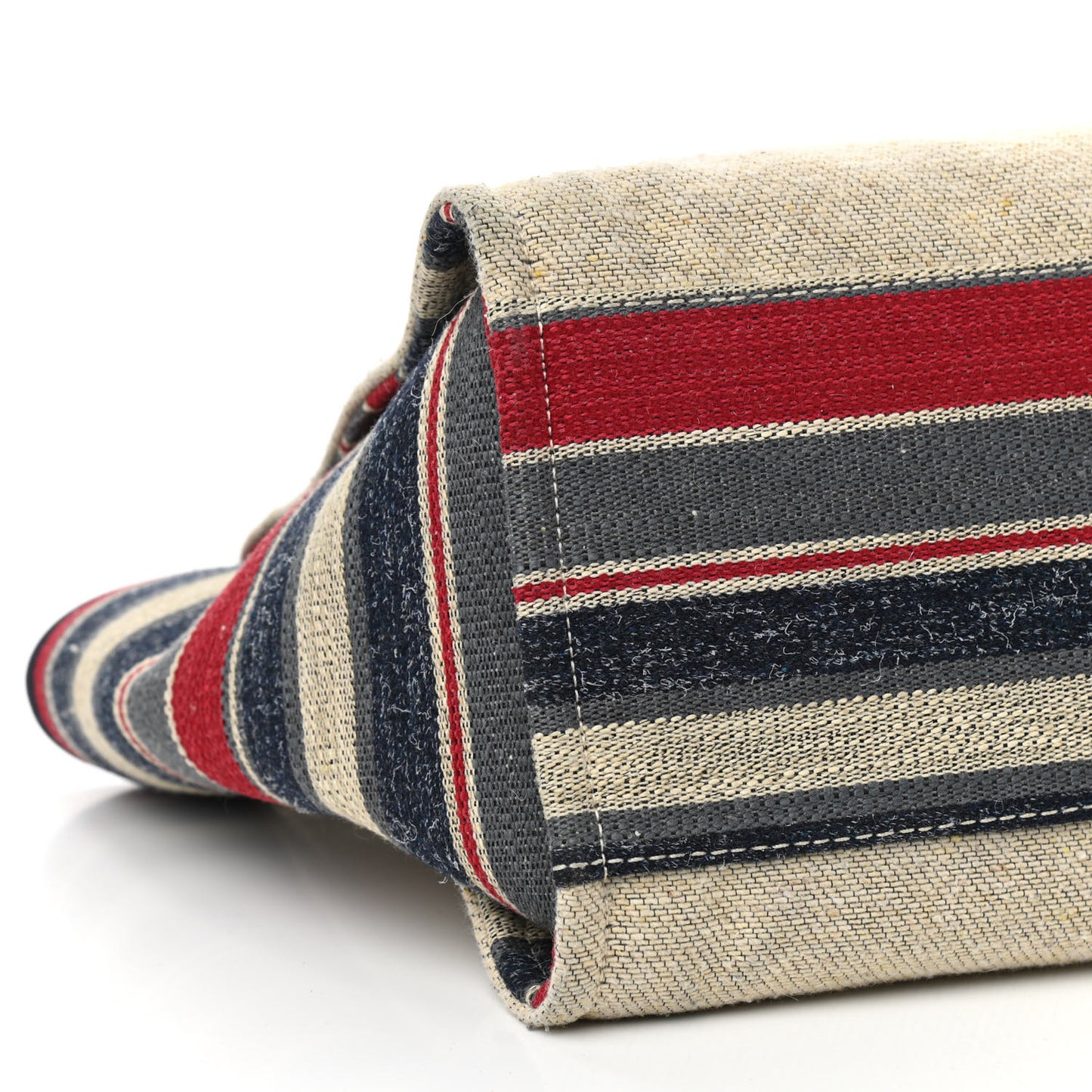Striped Canvas Medium Deauville Tote Beige