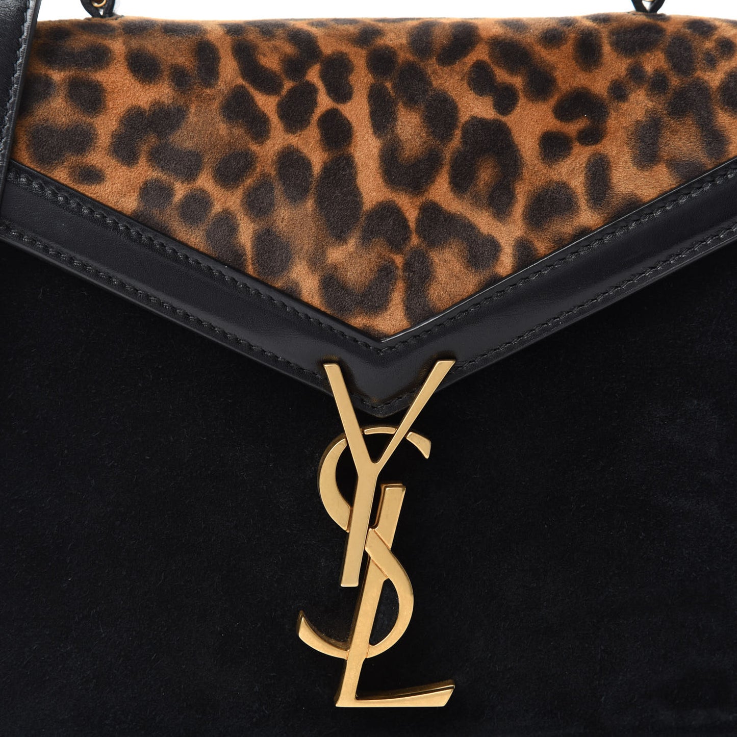 Suede Leopard Print Mini Classic Monogram Cassandra Top Handle Manto Naturale Black