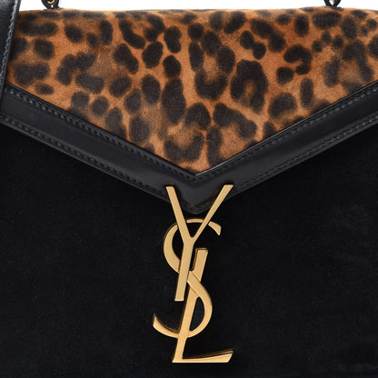 Saint Laurent Suede Leopard Print Mini Classic Monogram Cassandra Top Handle Manto Naturale Black 10 of 11