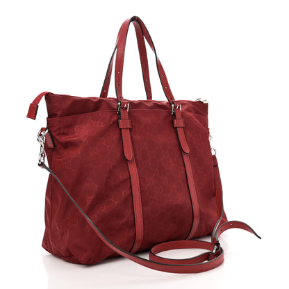 Gucci Nylon Monogram Dollar Calfskin Tote Vibrant Red 3 of 10