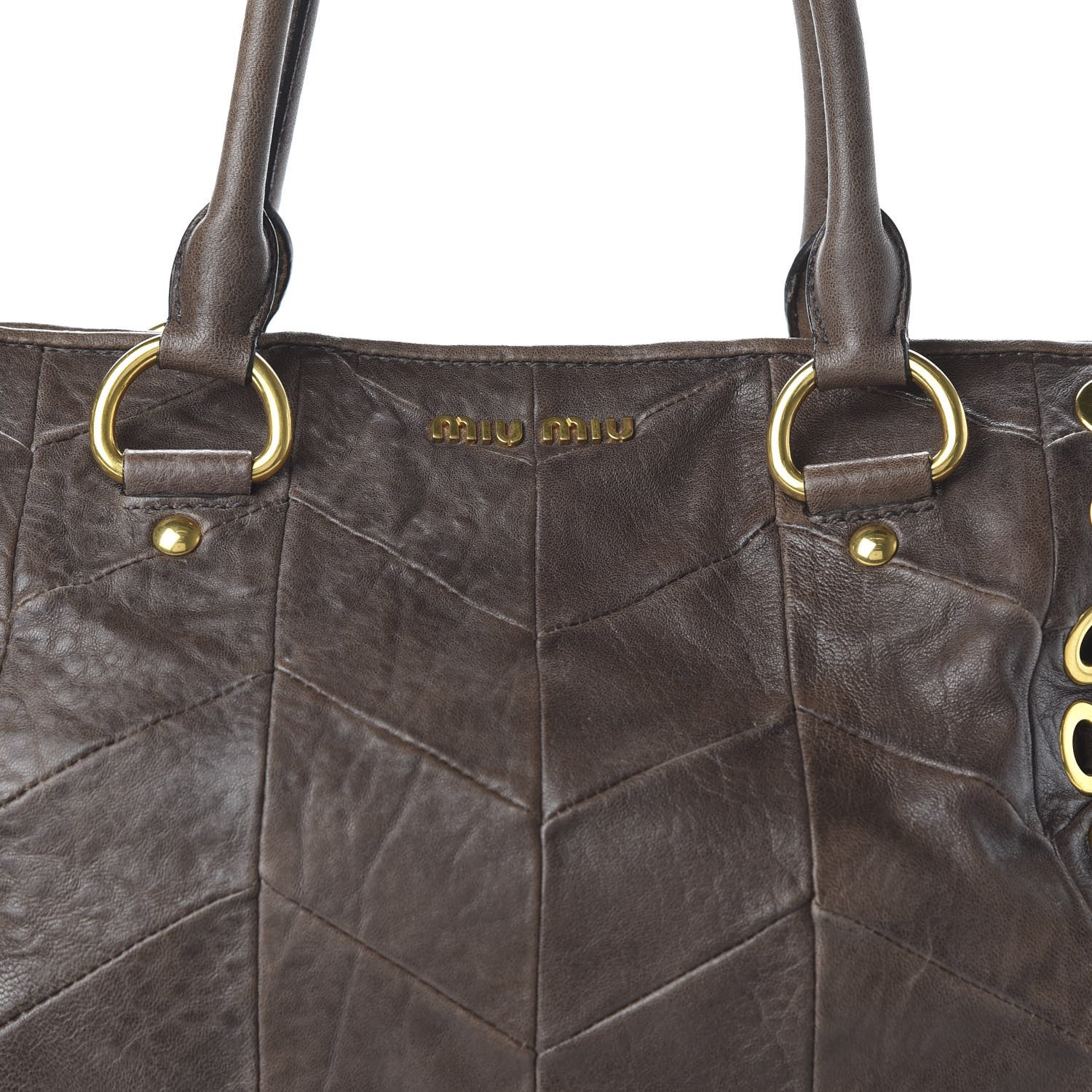 Miu Miu Nappa Chevron Grommet Tote 9 of 9