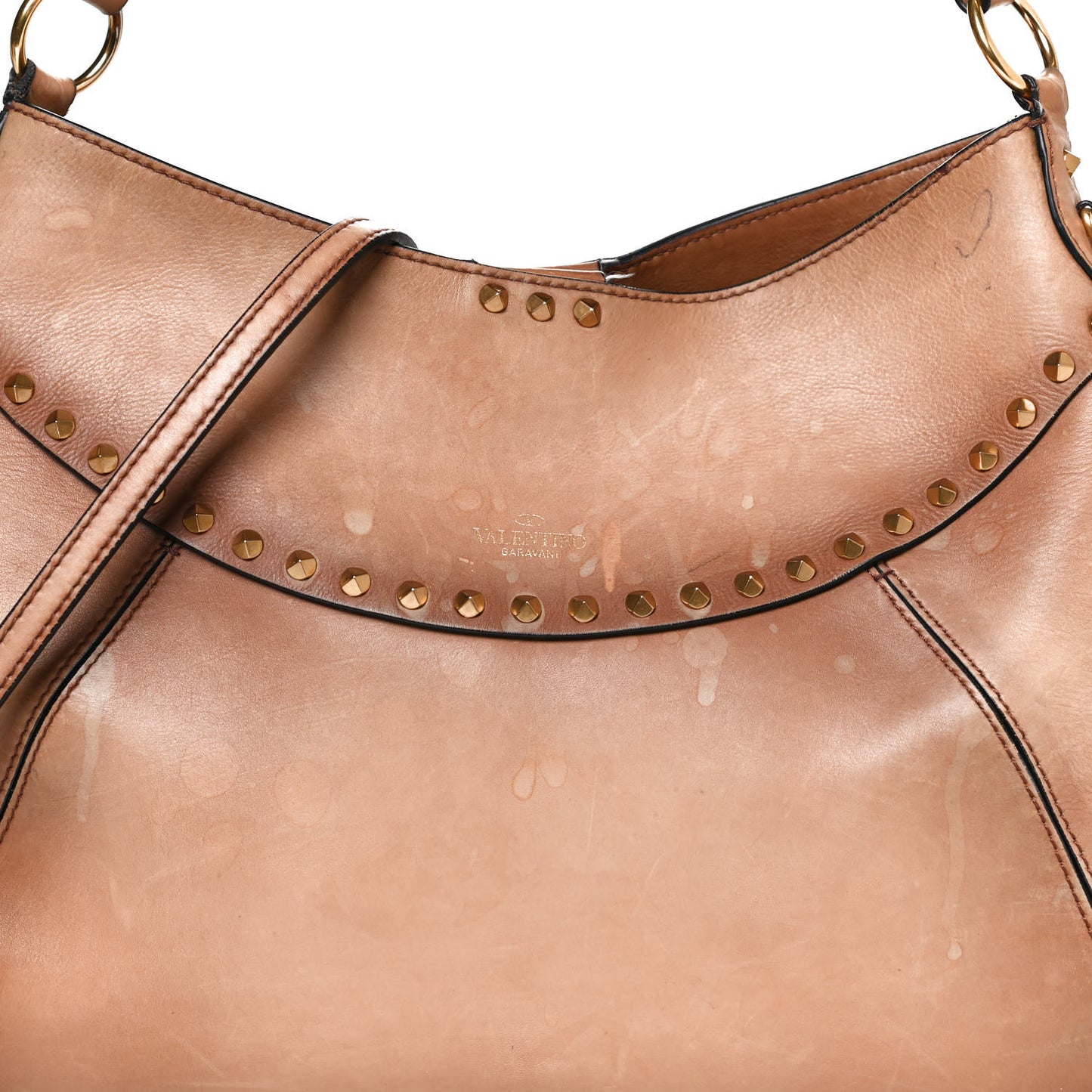 Buffed Calfskin Medium Twinkle Studs Hobo Camel