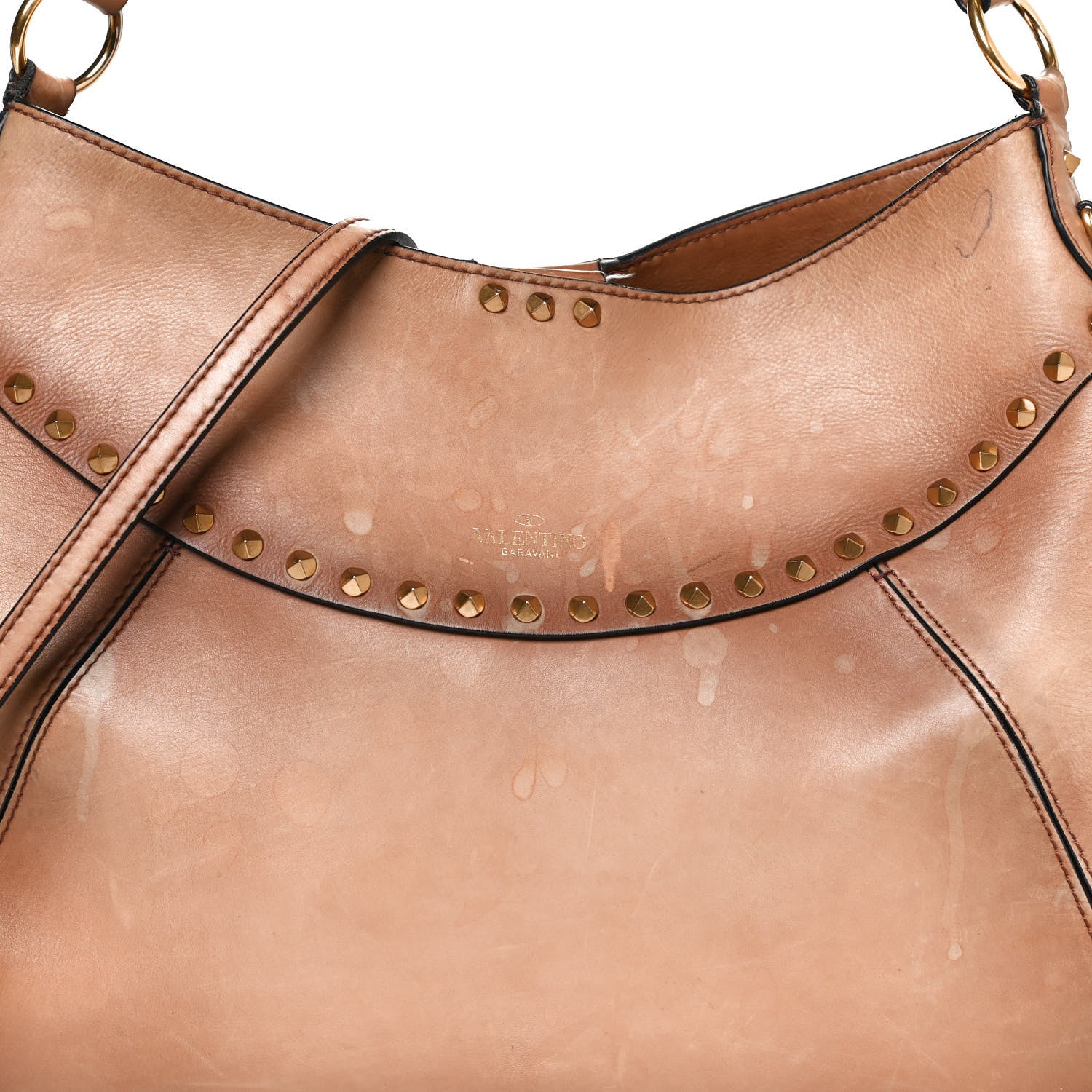 Valentino Garavani Buffed Calfskin Medium Twinkle Studs Hobo Camel 12 of 23