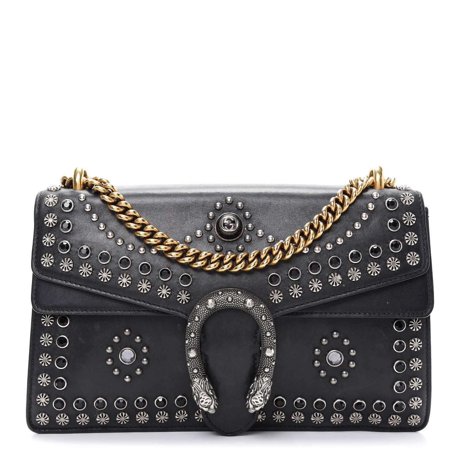 Gucci Calfskin Studded Small Dionysus Shoulder Bag Black 1 of 18