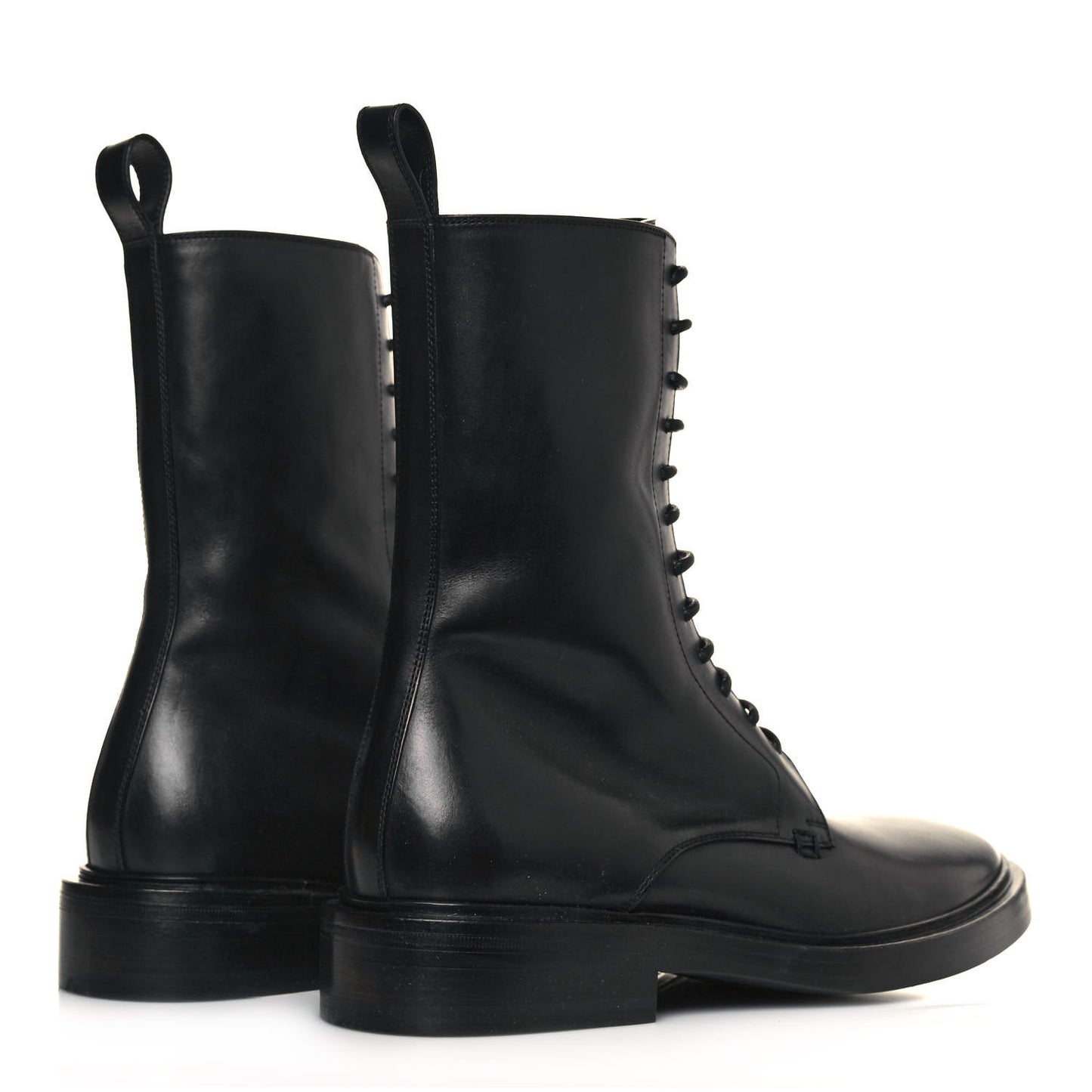 Calfskin Men Lace Up Combat Boots 39 Black