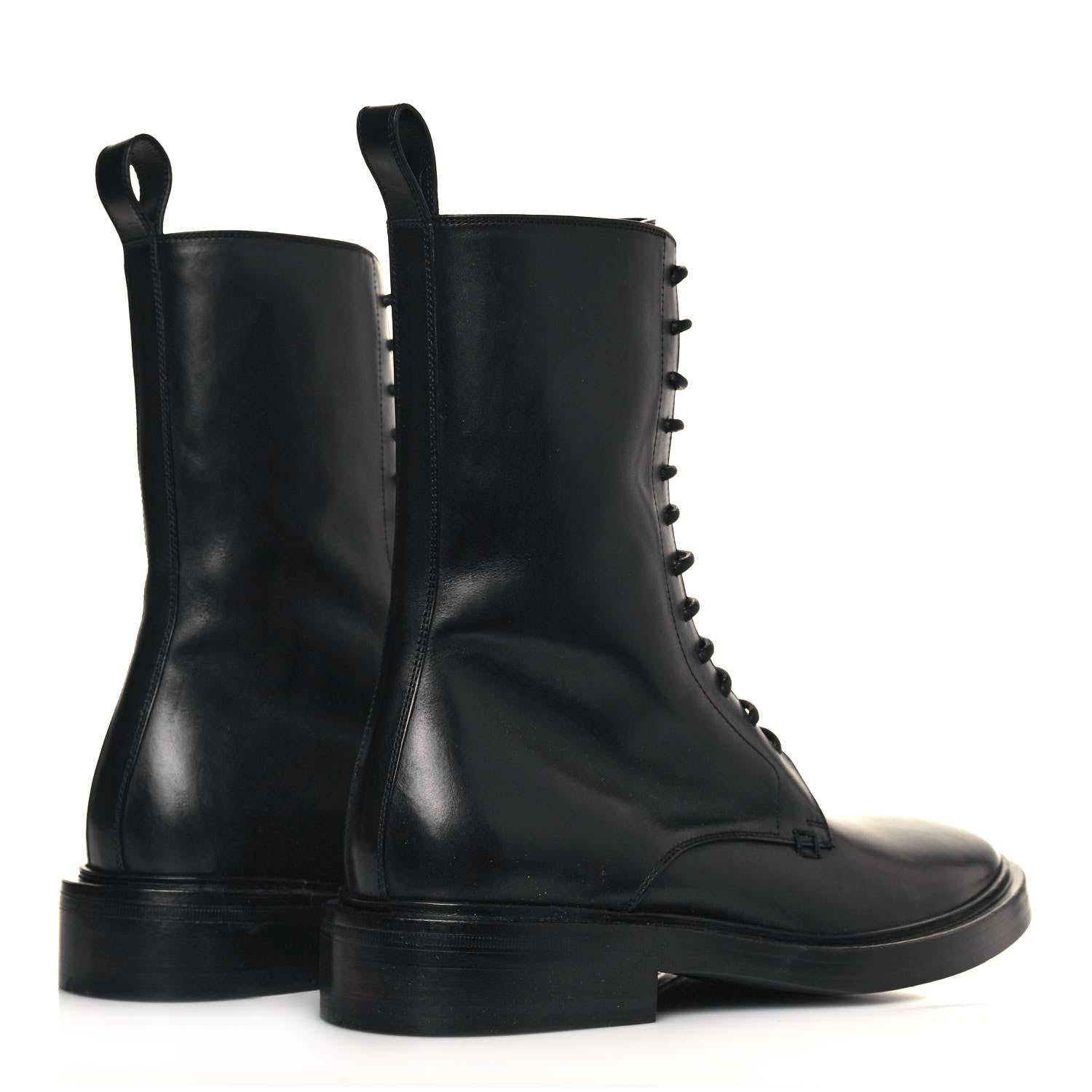 Balenciaga Calfskin Men Lace Up Combat Boots 39 Black 4 of 9