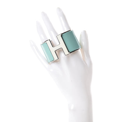 Hermes Enamel Extra Wide Clic Clac H Bracelet GM Lagon Blanc 2 of 4