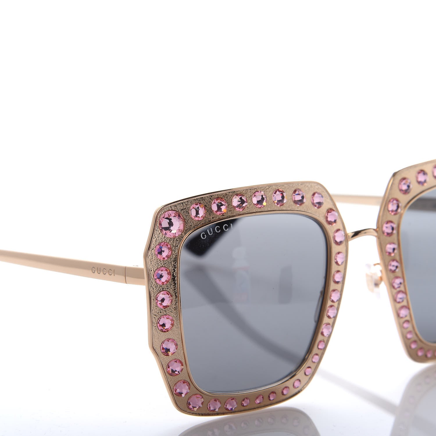 Gucci Metal Acetate Crystal Oversize GG0115S Sunglasses Rose Gold 7 of 8