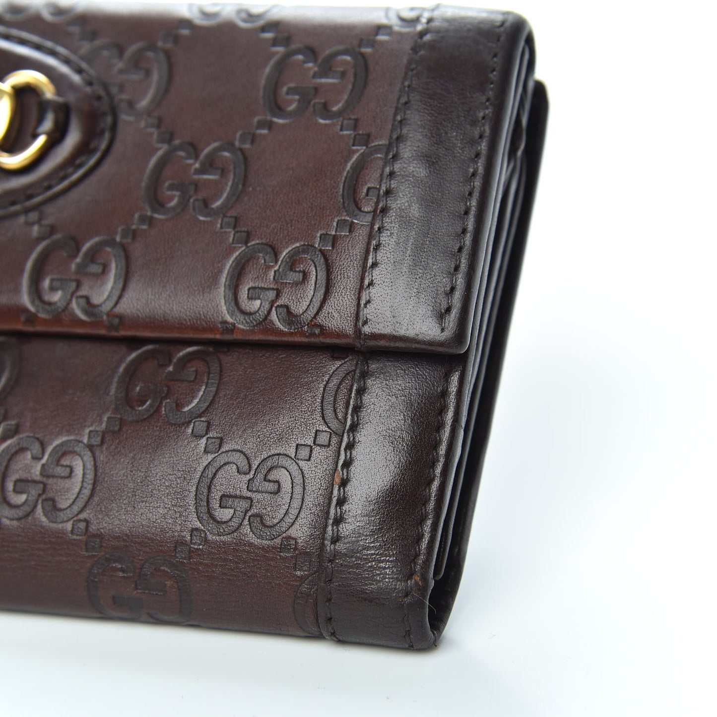 Guccissima Punch Continental Flap Wallet Brown