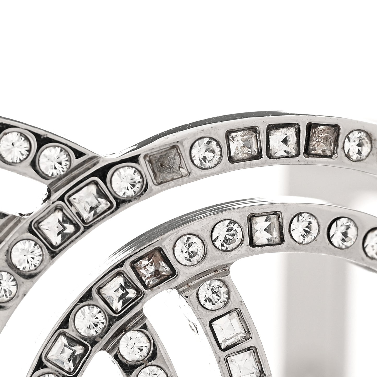 Metal Baguette Crystal CC Cuff Silver