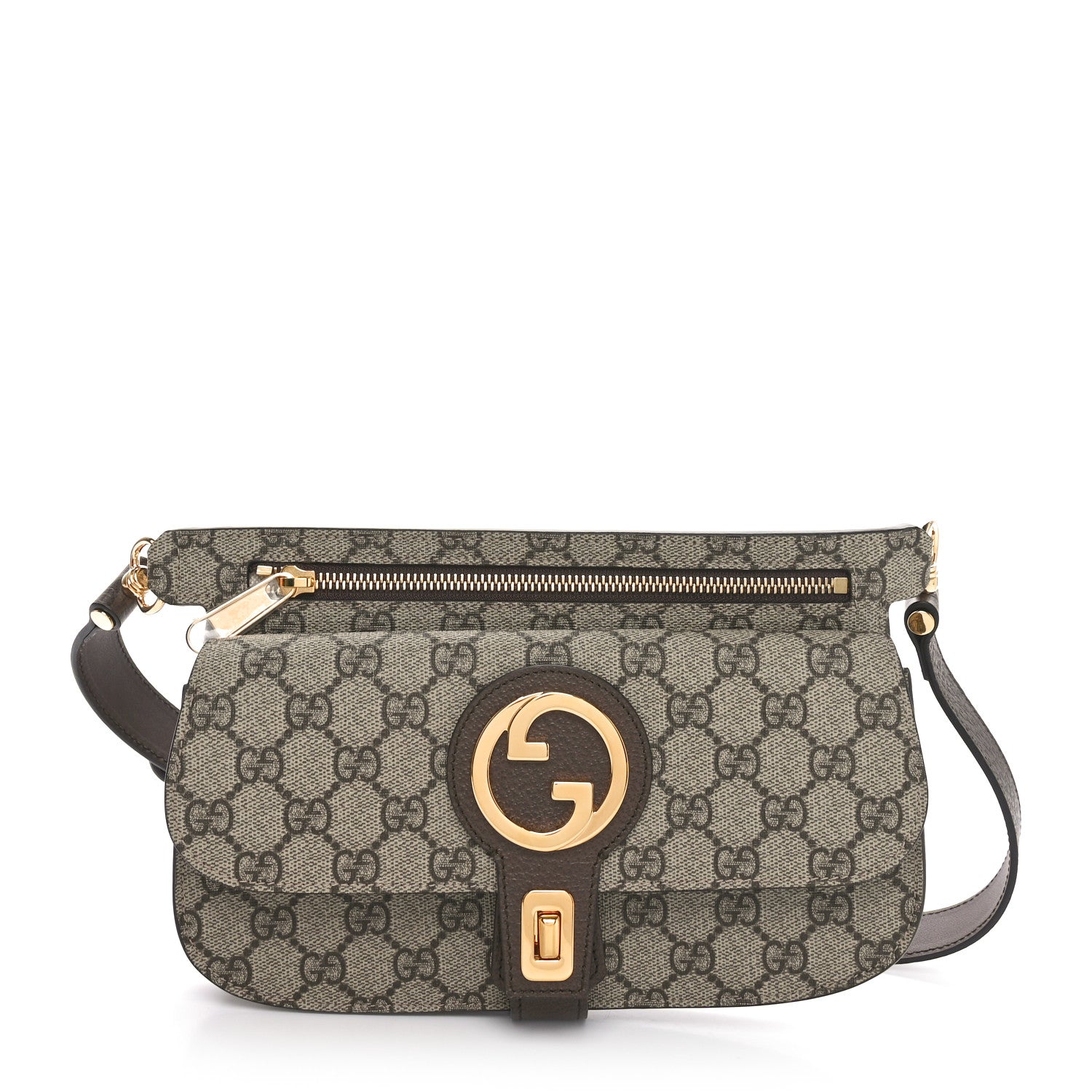 Gucci GG Supreme Monogram Textured Dollar Calfskin Blondie Belt Bag Beige Ebony New Acero 1 of 9