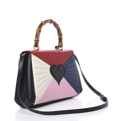 Gucci Calfskin Bamboo Trapuntata Queen Margaret Top Handle Bag Blue Agata Hibiscus Red Mystic White Sugar Pink 3 of 12
