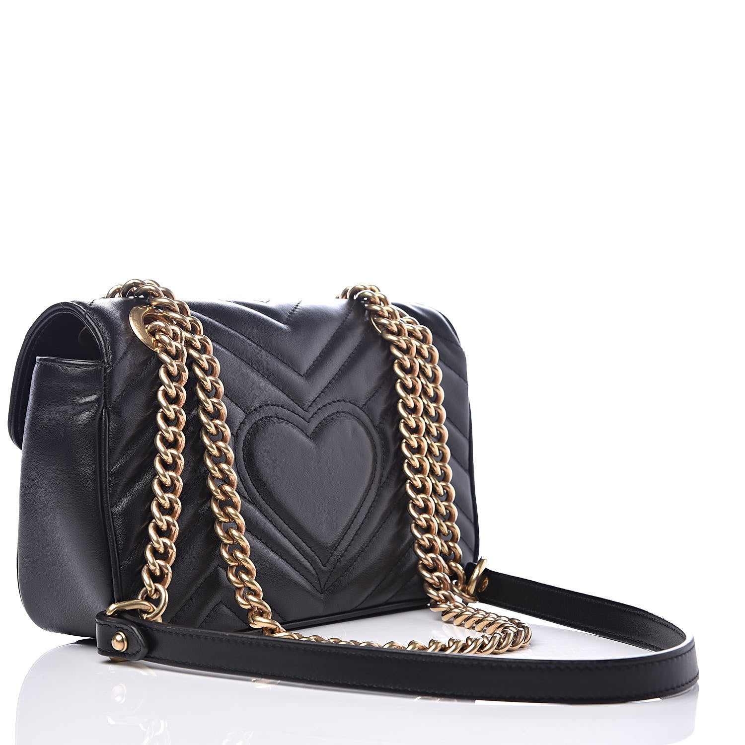 Gucci Calfskin Matelasse Mini GG Marmont Shoulder Bag Black 3 of 14