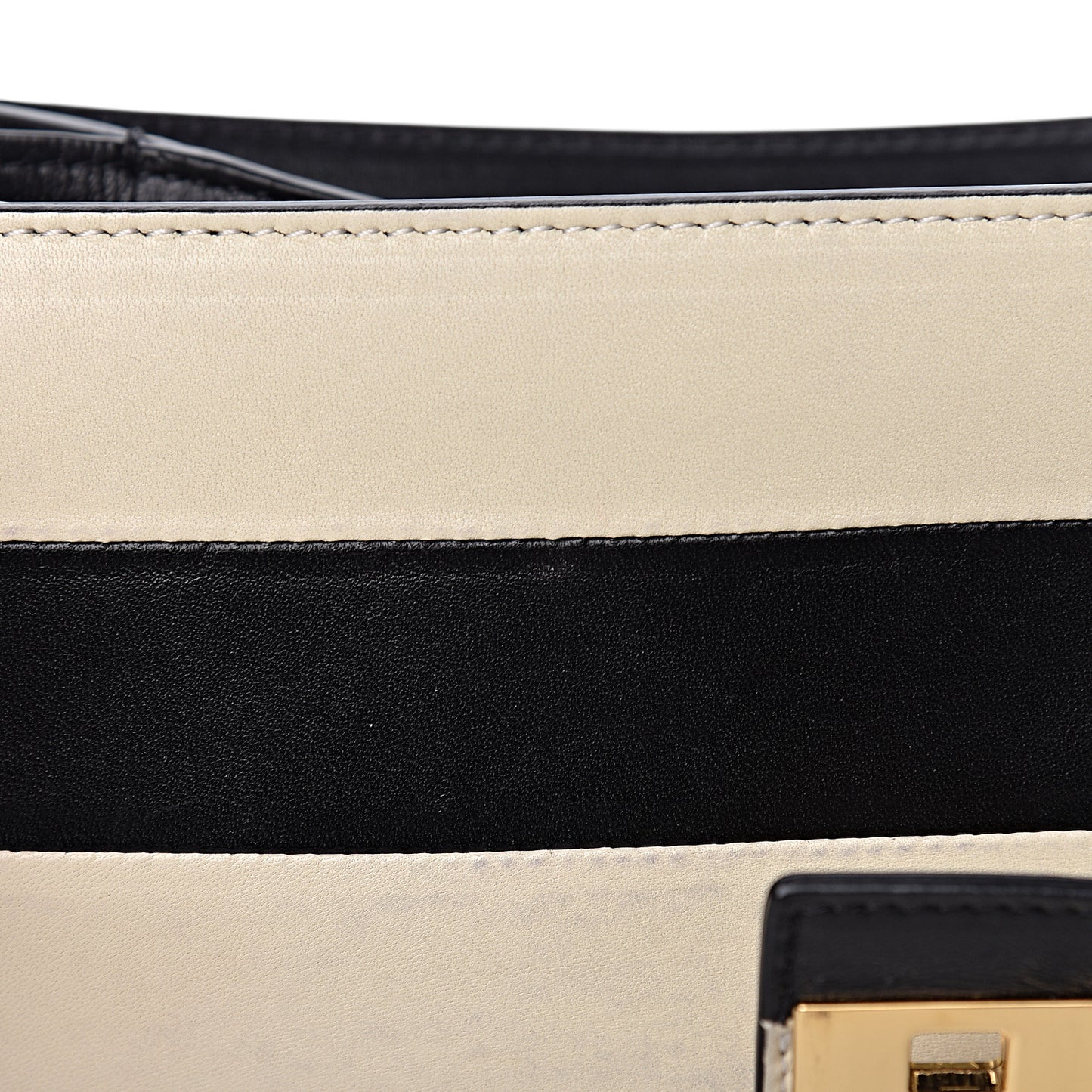 Nappa Striped B-Rockstud Flap Black Light Ivory