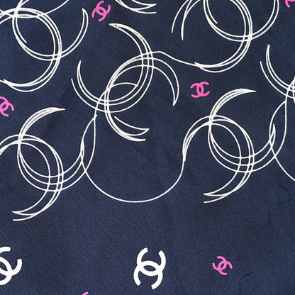 Chanel Silk CC Square Scarf Navy Blue White Pink 2 of 3